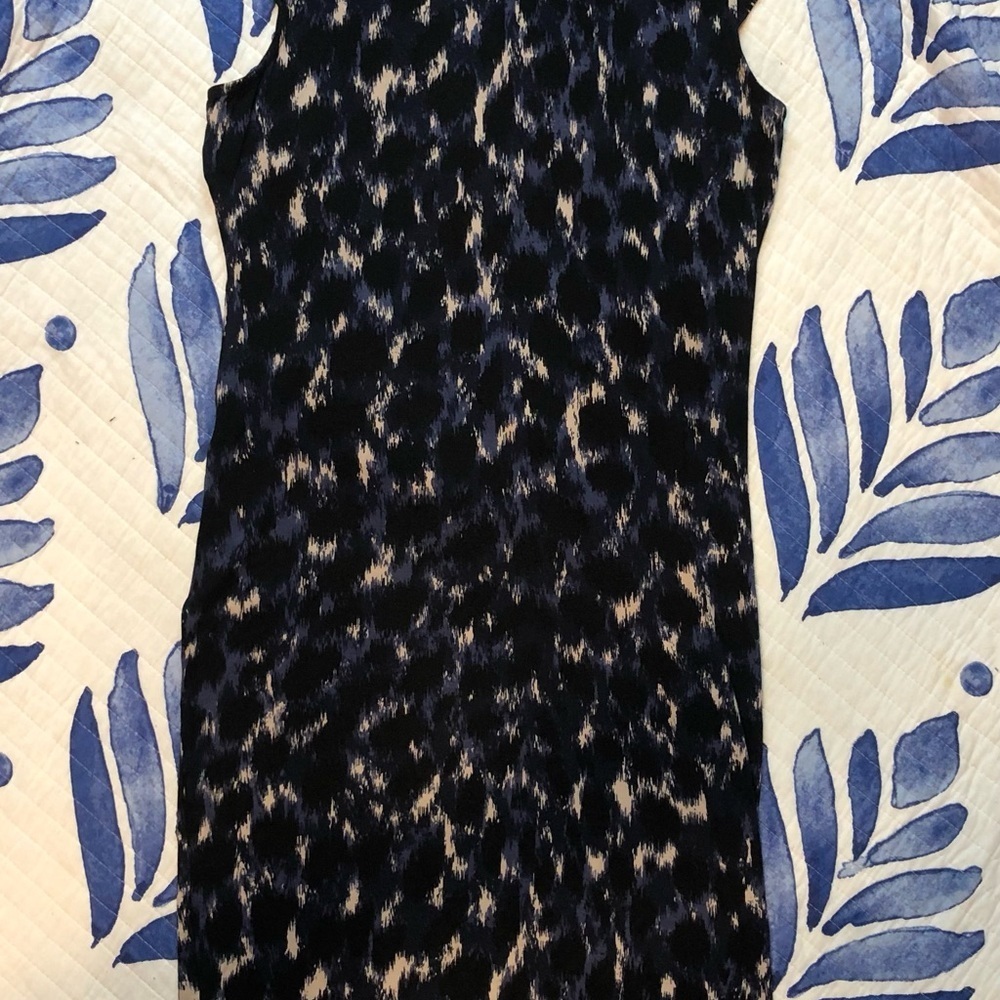 Elegant Black and Blue animal print Dress Large